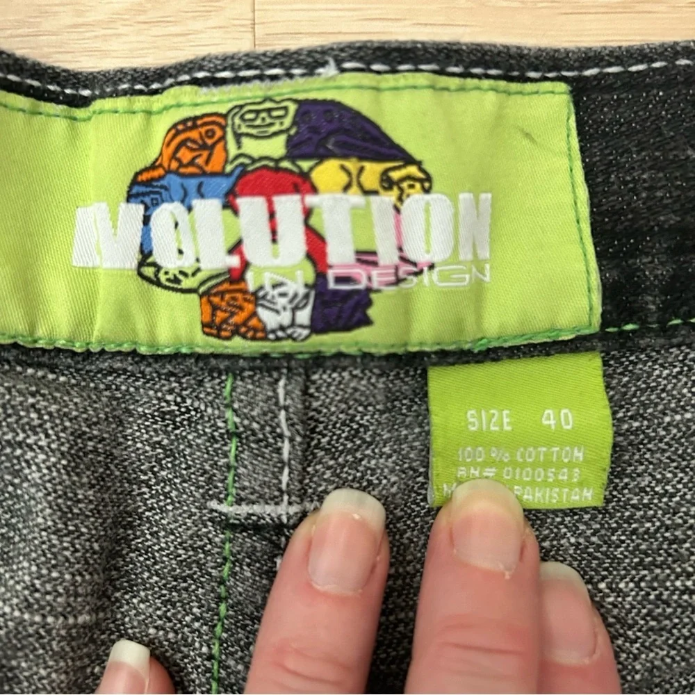 Vintage Y2K Evolution in design Jean shorts Panther Skull size 40